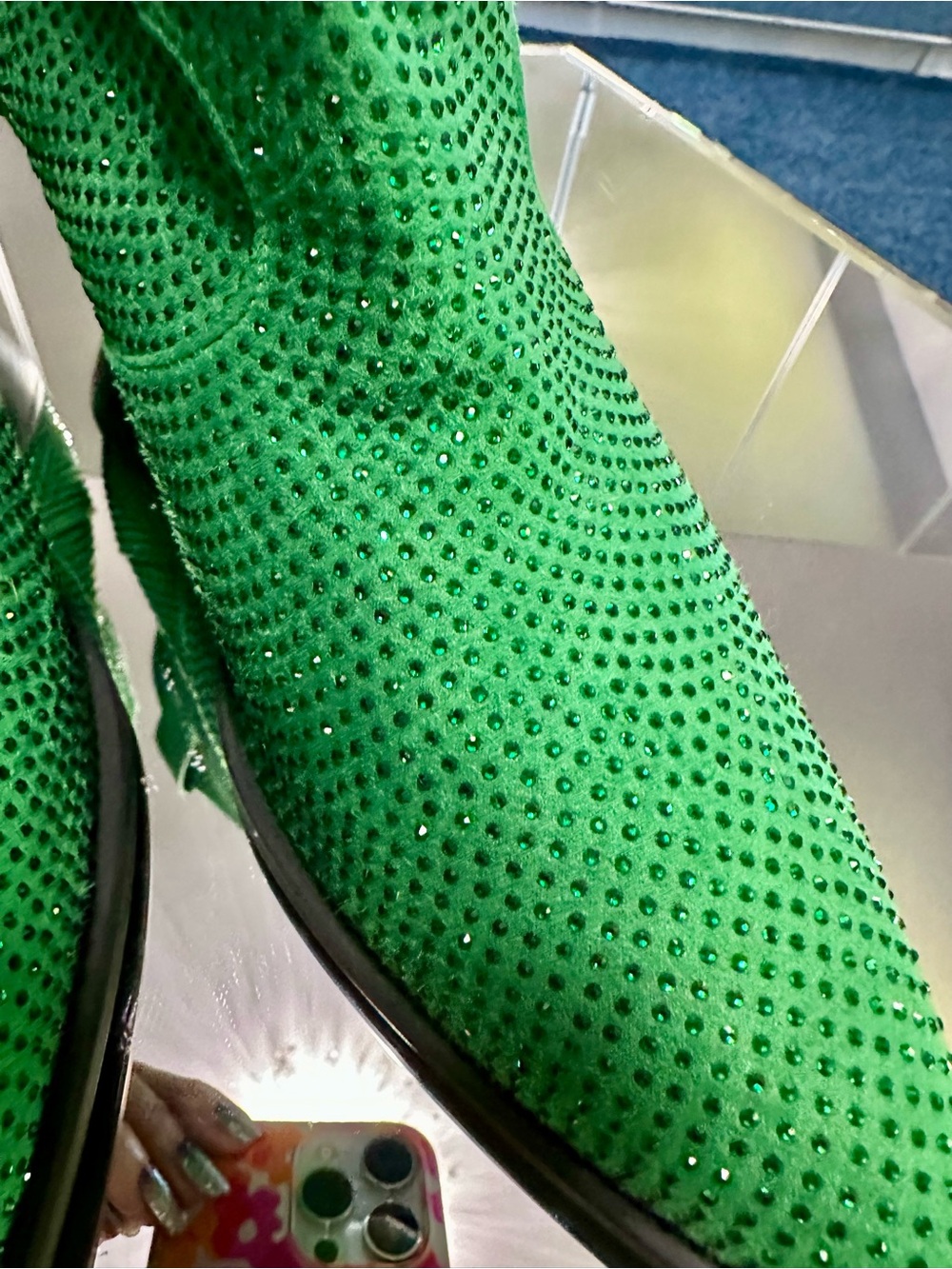 Green Embellished Pointed-Toe Ankle Boots - Picture 2 of 7